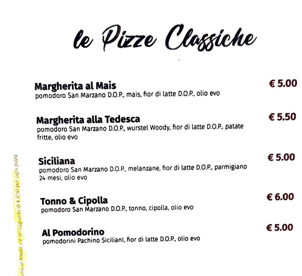 Le pizze Classiche di Pizza Doc di San Leucio