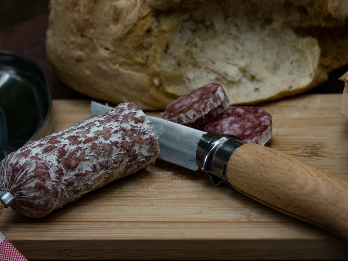 salami and knife