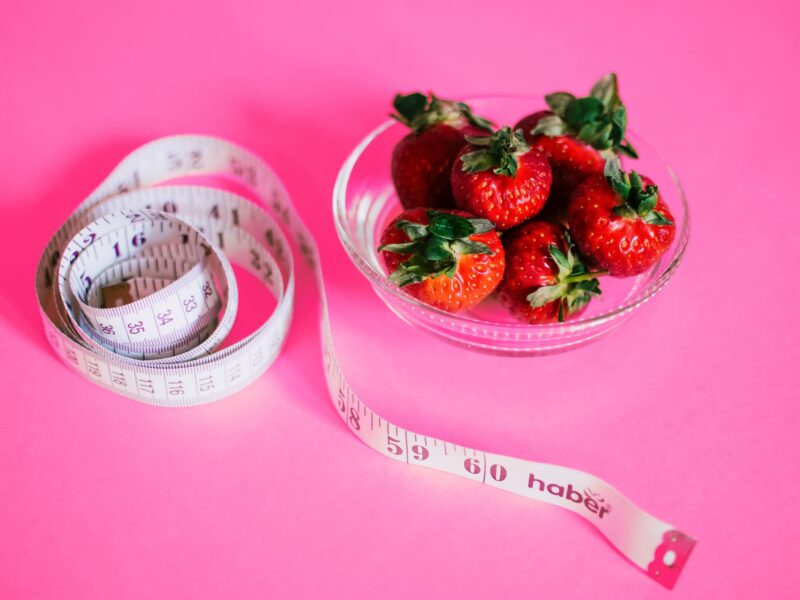 strawberries and measuring tape