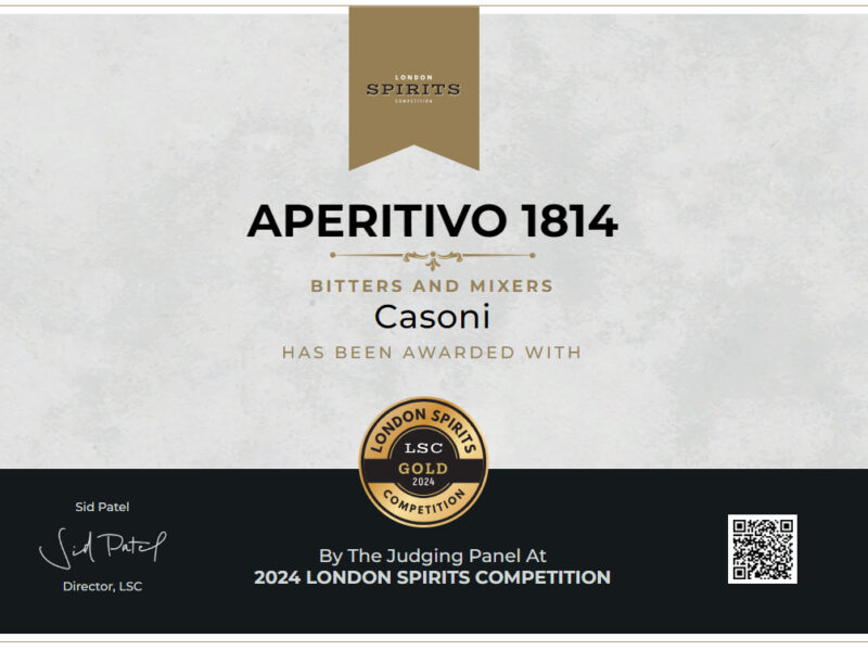 MEDAGLIA D’ORO PER CASONI APERITIVO 1814 alla London Spirits Competition 2024